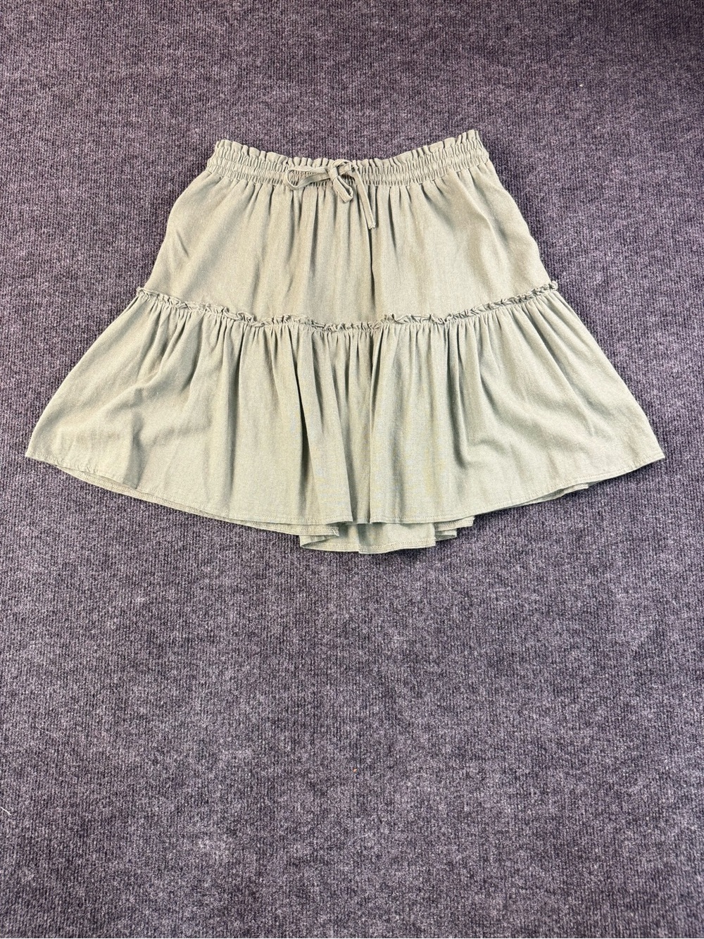 Light Sage Olive Color way Tiered Women’s Skirt with Drawstring Waist